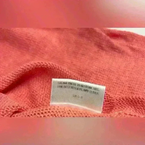 Eileen Fisher 100% Organic Linen Sweater Size Large Coral Long Sleeve Pullover - Picture 3 of 7